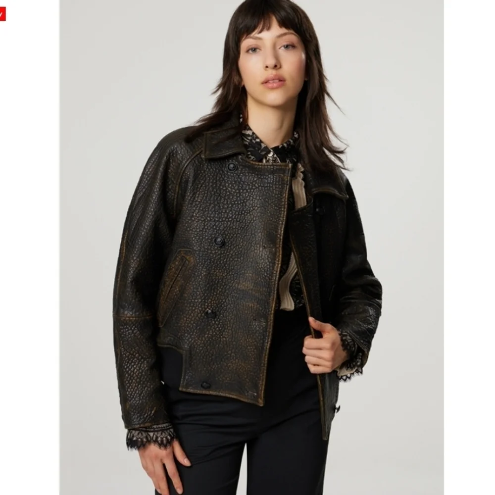 NWT The Kooples Embossed Sheep Leather Jacket